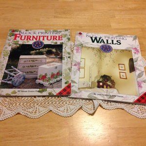 Vintage Plaid Block Printing Decorative Art books bundle